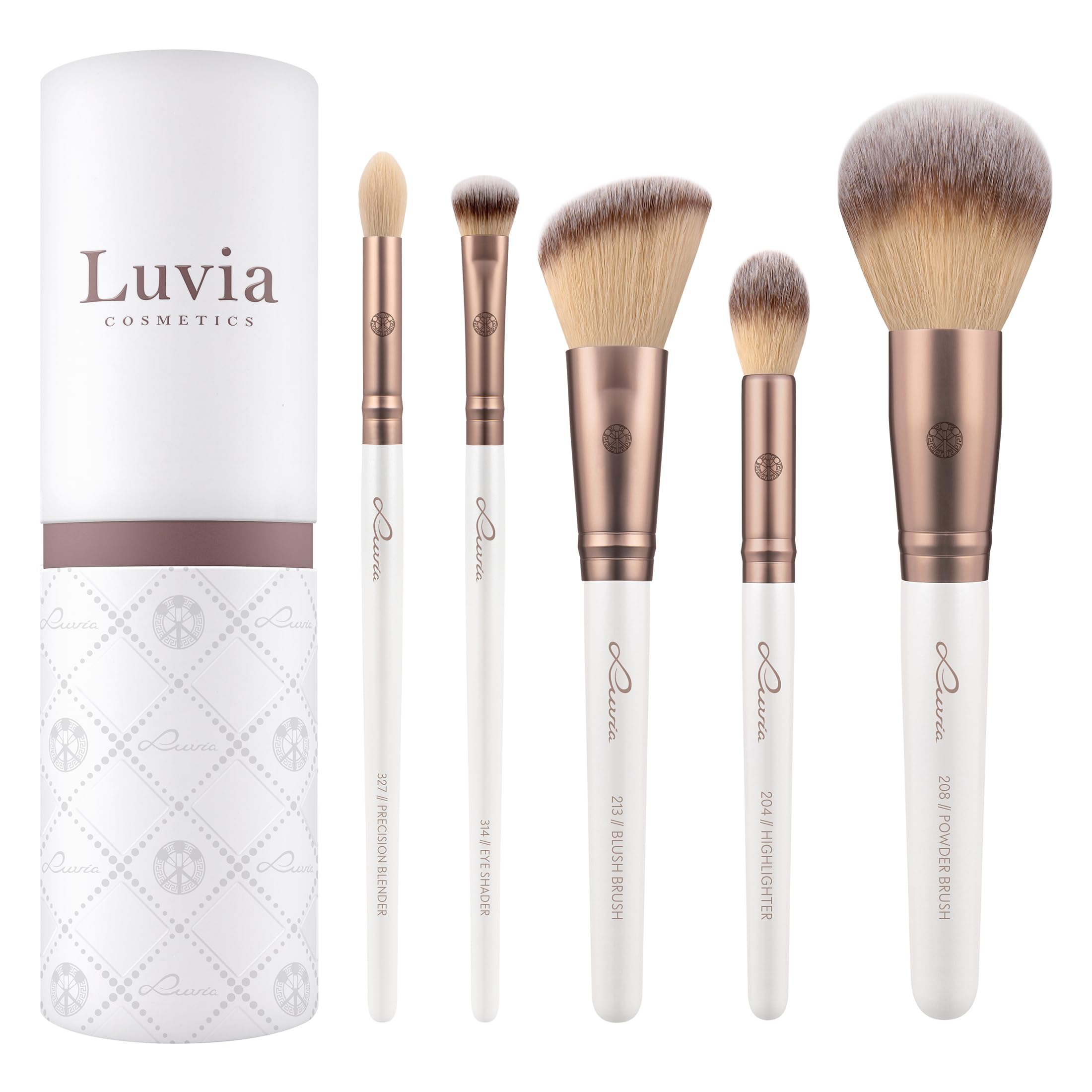 Luvia Make-Up Brush Set, Daily Essentials Brush Set, Powder and Eye Brush Set, 5 Vegan Cosmetic Brushes