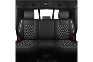 JOJOBAY Car Seat Covers for Dodge Ram,Fit 2009-2023 1500/2500/3500 HD Pick-up Truck,Crew,Regular,Quad,Mega Cab,Waterproof Synthetic Leather Seat Covers(Rear Seat Cover,Black-White)