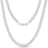 OCHCOH 925 Sterling Silver Clasp 3mm3.5mm4mm5mm7mm Cuban Link Chain Necklace for Men Diamond Cut Silver Chain Necklace for Women 16 18 20 22 24 26 28 30 Inch