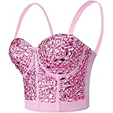 atokiss Women's Rhinestone Crystal Bustier Crop Top Punk Club Party Glisten Diamond Corset Top Bra