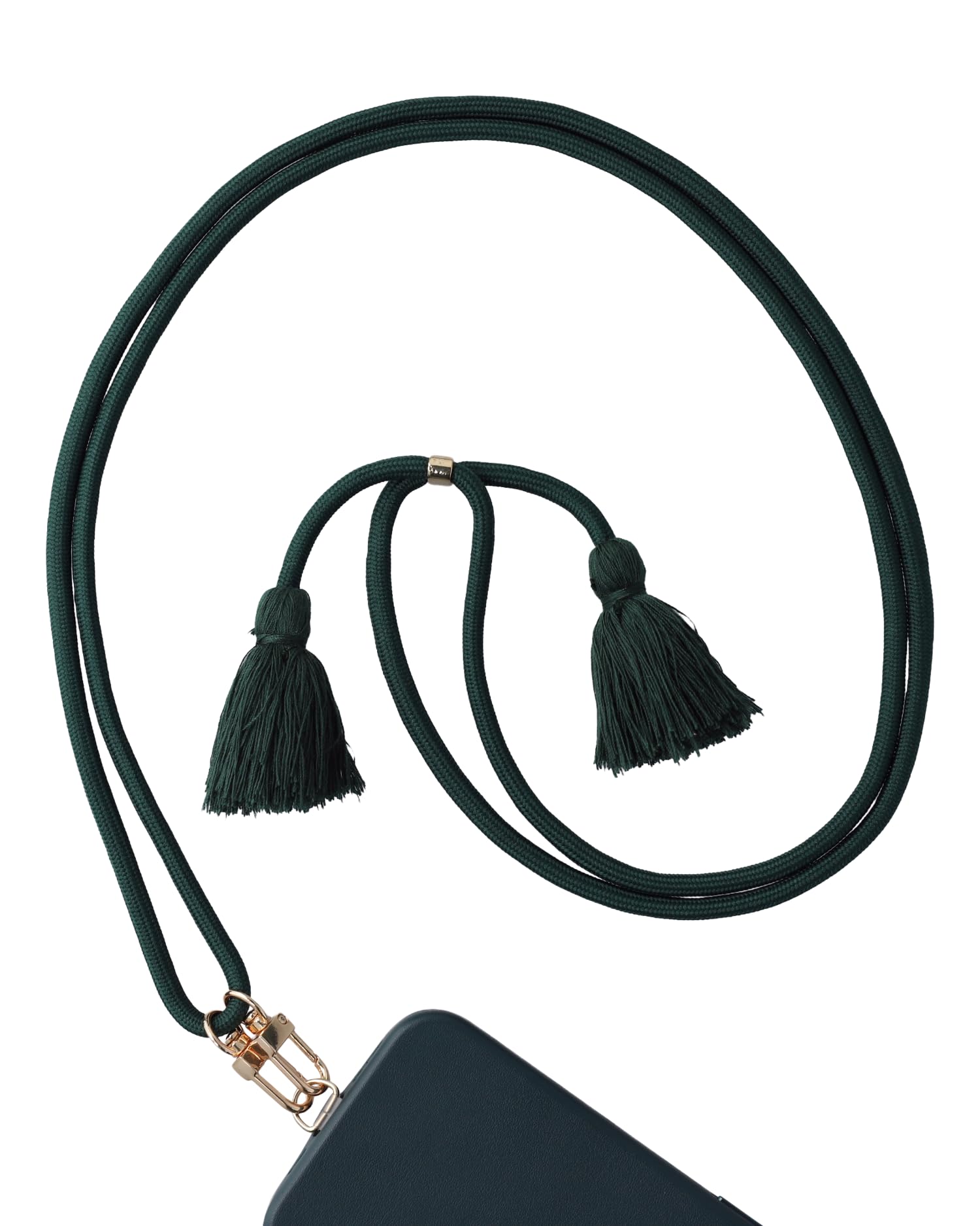 AHABIPERS Nylon Phone Lanyard, Adjustable Tassels Crossbody Strap, Universal Mobile Phone Chain with Metal Ring - No Case (Green) — image 1