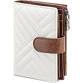 GAEKEAO Small Wallets for Women Leather RFID Blocking Bifold Zipper Pocket Wallet Card Case Purse with ID Window