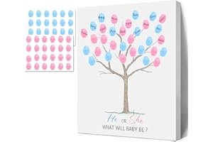 Sirjiera Baby Fingerprint Guest Book, Baby Gender Reveal Fingerprint Tree, Baby Gender Reveal Party Decorations, Baby Shower Party Game Ideas, Baby Shower for Expectant Mothers