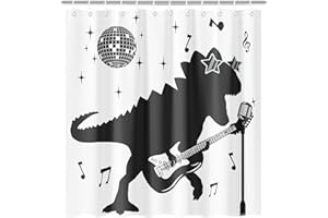 Lindameler Funny Dinosaur Shower Curtain Set for Boys Kids Cartoon Dino Bathroom Curtain Waterproof Fabric Curtain for Shower with 12 Hooks, 72x72 Inches