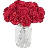 IPOPU Red Carnations Artificial Flowers,16PCS Fake Carnations Silk Flowers for Wedding Bouquets Home Table Decor (Red)