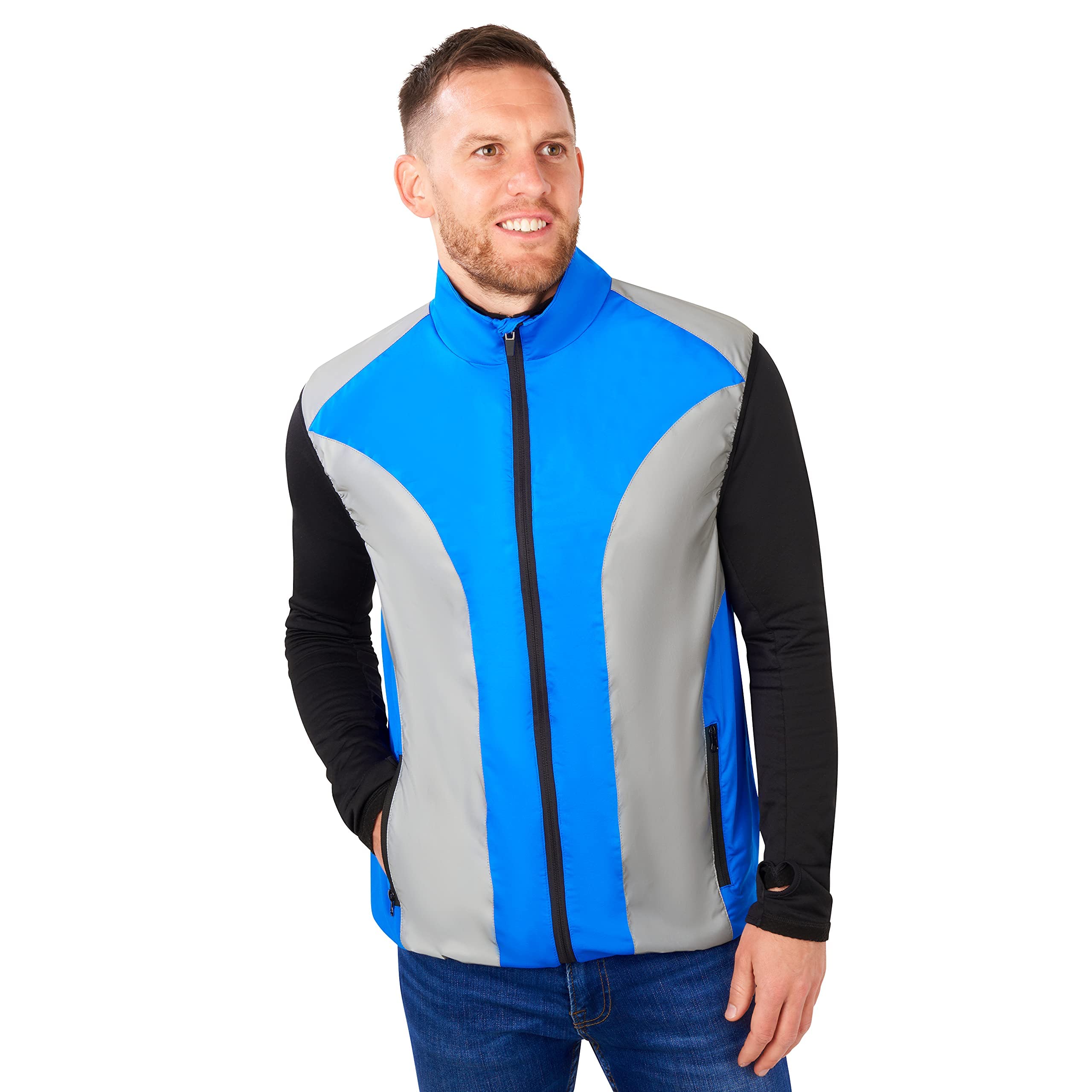 BTR Hi Vis Reflective Cycling & Running Gilet/Vest. Fits Men & Women. High Visibility (Hi Viz) & VERY Reflective Outdoor Sports Gilet. Royal Blue. Small 38-40 Inches