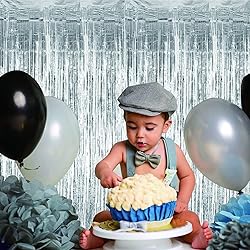 TONIFUL 3Pcs Silver Door Streamers,3.2ft*8ft Silver