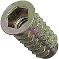 E-Z LOK Knife Threaded Insert for Soft Wood, Zinc Hex-Flanged Thread Inserts 3/8-16 Internal Threads, 25mm Length Pack of 25