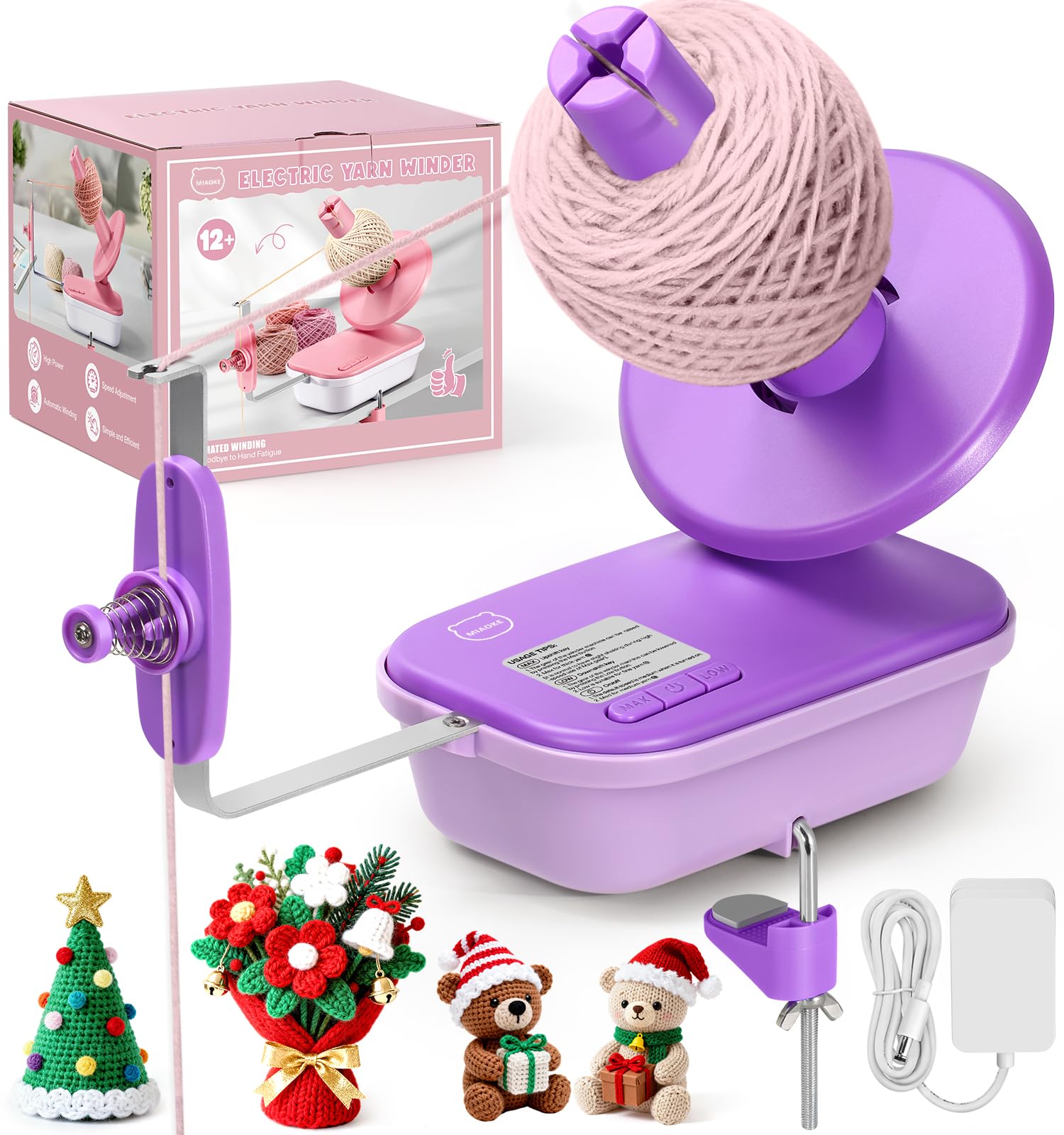 Photo 1 of ****PARTS ONLY **** MIAOKE Electric Yarn Ball Winder, High Speed Three Gears Adjustable 4-10oz Large Automatic Winder for Crocheting, Convenient and Easy to Use, Good Helper for Knitting Enthusiast-Charm Purple