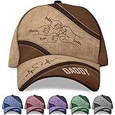 Personalized Fist Bump Dad Grandpa Cap, Custom Daddy Grandad Hat with Kids Name, Gifts for Father Dada Grandfather Father's Day, Birthday Gift, Best Daddy Ever Cap, Grandpa Hat