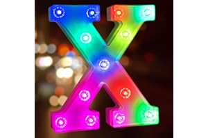 GLINTEE Light Up Letters Letter Lights - Colorful LED Letters Lights Alphabet for Romantic Valentines Day Night Lights Wedding Birthday Party Home Bar Decor- (Colorful X)