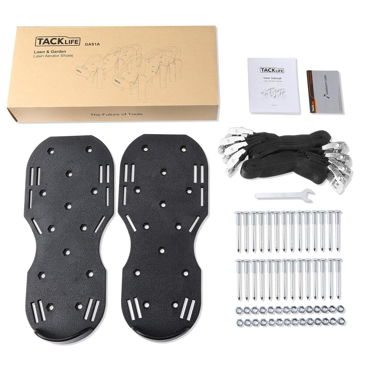 TACKLIFE Rasenlü fter Schuhe, GAS1A 4 Riemen Rasenbelü fter-Nagelschuhe