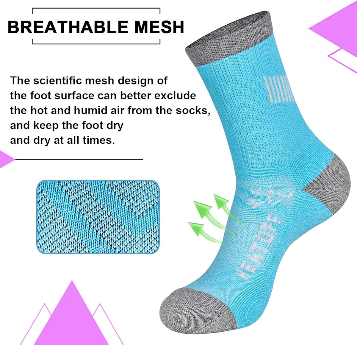 Heatuff Womens 6 Pack Hiking Crew Socks Performance Athletic Cushion Outdoor Trekking Sock: Clothing