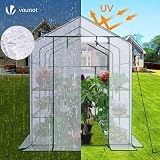 VOUNOT Walk In Greenhouse 143x215x195cm with Shelves White view 4