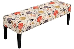 SPRINGRICO Stretch Dining Bench Cover, Removable Bench Slipcover Washable Bench Seat Protector Rectangle Bench Cover for Dining Room, Living Room, Bedroom, Kitchen (Floral4)