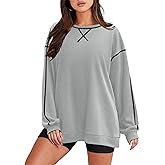 Zeagoo Women's Sweatshirts Long Sleeve Crewneck Pullover Tops 2025 Fall Winter Trendy Side Zip Going Out Hoodies