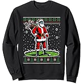 Christmas African American Santa Golf Ugly Christmas Sweater Sweatshirt