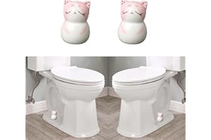 RENUIS 2 Pcs Ceramic Cat Toilet Floor Bolt Caps,Cute Animal Toilet Bowl Screw Covers,Toilet Bolt Figurine,Toilet Bowl Cap Covers,Decorative Bathroom Toilet Bolt Easy Installation (MiMi)