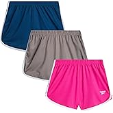 Reebok Girls Athletic Shorts - 3 Pack Active Performance Lightweight Mesh Dolphin Girls Shorts for Running Soccer Gym (7-12)
