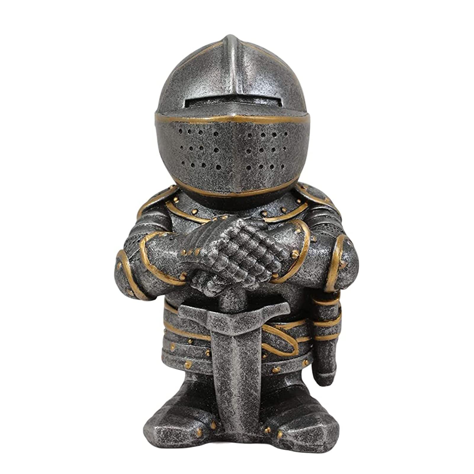 Lrxinki Knight Statues Ornaments, Resin Knight Gnome Guard Garden Sculpture, Medieval Knight Armor Gothic Statue, Templar Figurine for Protecting Your Garden (B)
