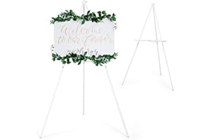 VISWIN 63" White Easel Stand for Wedding Signs, Adjustable Wooden Display Easel with Holder, Tripod Floor Easel for Welcome B
