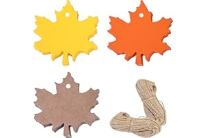 OUDDY MODE 150 PCS Fall Tags Paper Leaves for Craft Thanksgiving Maple Leaf Tags, Leaf Cutouts for Autumn, Thanksgiving, Holiday, Wedding, Parties, Arts and Crafts with 2×65.6 Ft Twine