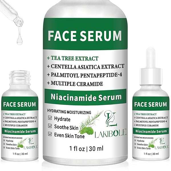 3 PACK 5% NIACINAMIDE SERUM WITH 4% TEA TREE EXTRACTS & 1% CENTELLA ASIATICA EXTRACTS FOR HYDRATION AND EVEN TONE (1FL.OZ/30ML EACH)