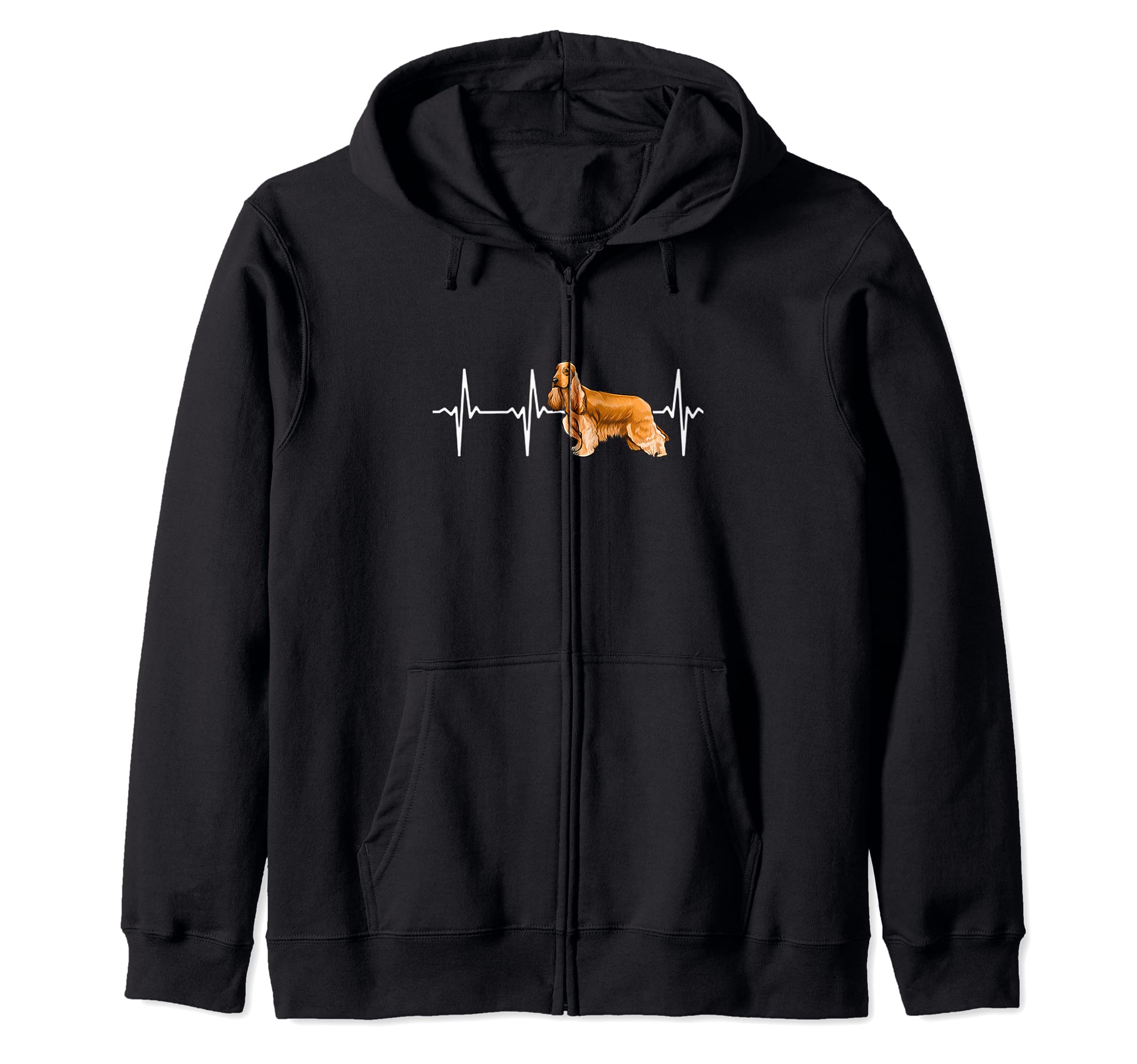 Cocker Spaniel Heartbeat Love My Dog Zip Hoodie