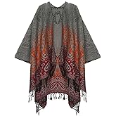 Urban CoCo Women's Retro Style Vintage Pattern Tassel Poncho Shawl Cape Wraps For Women