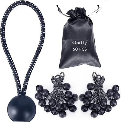 Gorffy Bungee Cord with Balls 50pcs 5.7in Tarpaulin Bungee Balls