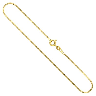 Panzerkette flach 1.4 mm Damen Gelbgold 18k (750) 14k (585) 9k (375) 8k (333) mit Karabiner oder Federringverschluss