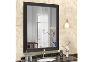 SMIROR Matte Black Bathroom Mirror for Over Sink 24x 32 inch, Metal Thick Frame Rectangle Vanity Mirror for Wall, Anti-Rust, Horizontally or Vertically Mounted