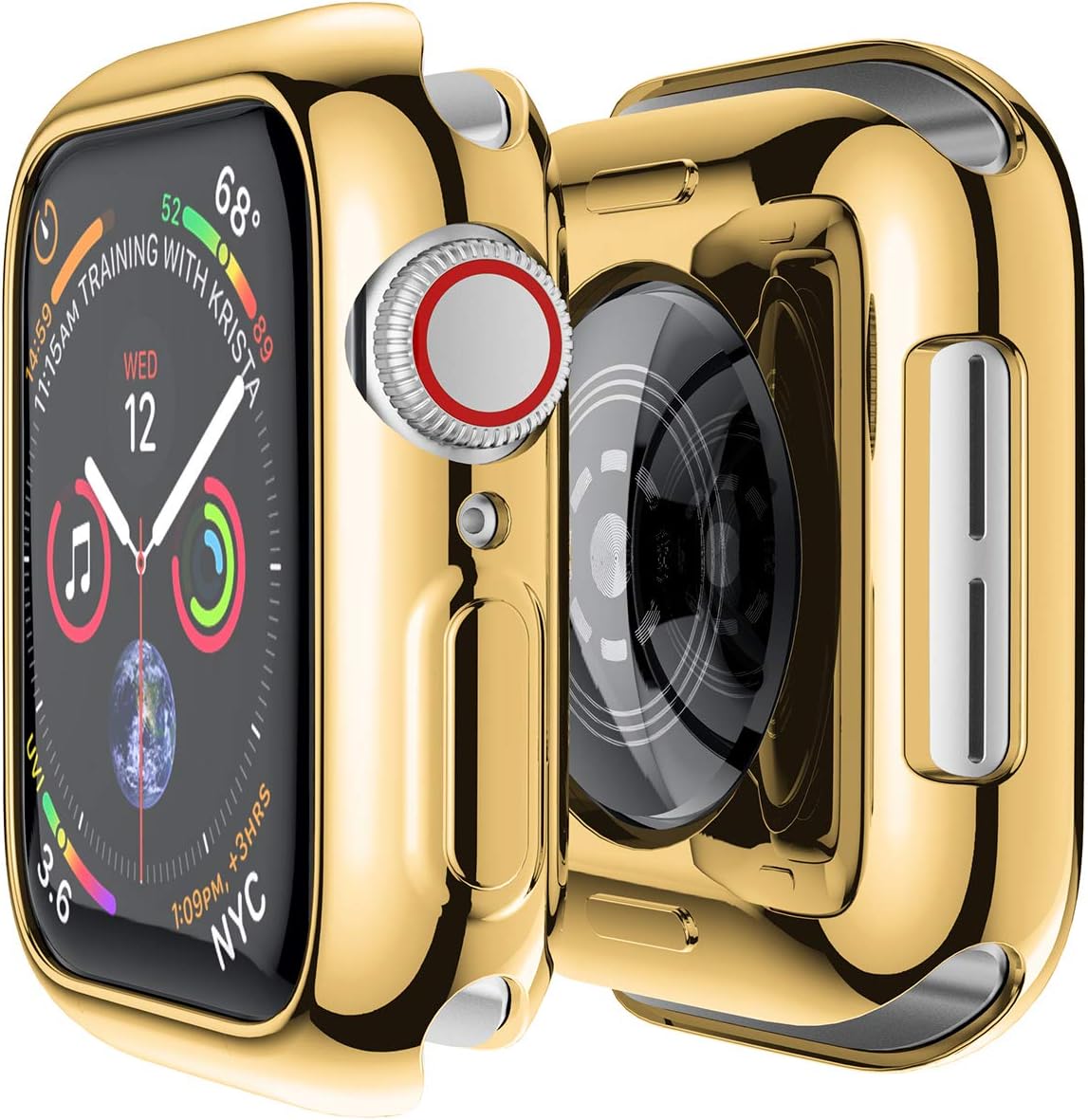 Series 1&2&3 Fashion Plated TPU Protective Case Soft Silicone Bumper Cover for Watch 38mm（2 Pack）(Gold TPU)
