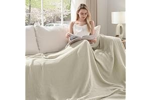 Esterra Muslin Throw Blanket 50x65 Inches Cozy Soft Lightweight Pre-Washed Cotton Blanket, All Season Breathable 4-Layer Gauze Blanket Throw for Sofa Couch Bed, Oatmeal