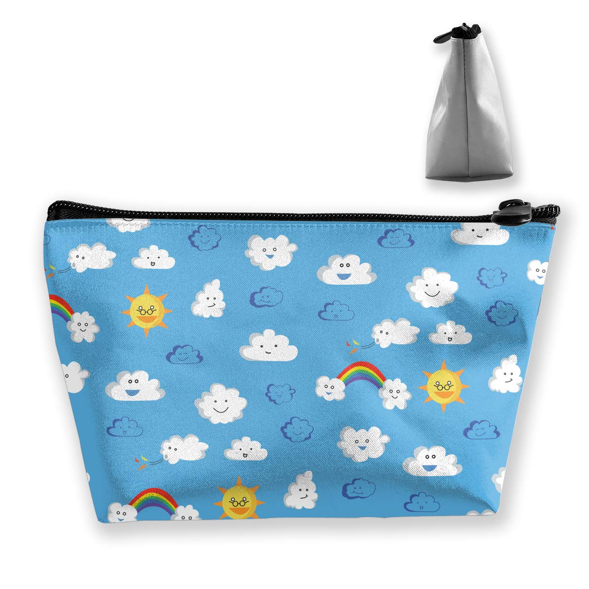 Makeup Bag Cosmetic Cloud Rainbow Sun Portable Cosmetic Bag Mobile Trapezoidal Storage Bag Travel Bags with Zipper