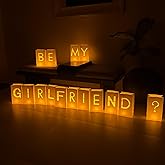 WYMM Be My Girlfriend Light up Letters with 30 Tea Lights Candles and 2000 Red & Pink Rose Petals - Luminary Bags Heartfelt Surprise Romantic Decor Proposal Decorations and Be My Girlfriend Proposal