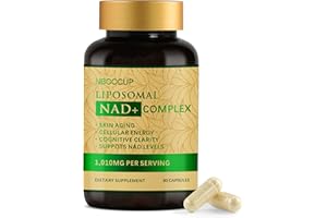 NBOOCUP Liposomal NAD Supplement, 1010mg NAD Complex with Nicotinamide Riboside, Trans Resveratrol, CoQ10, TMG for Cellular Energy, Cognitive Clarity, Anti-Aging & NAD+ Levels, 90 Capsules