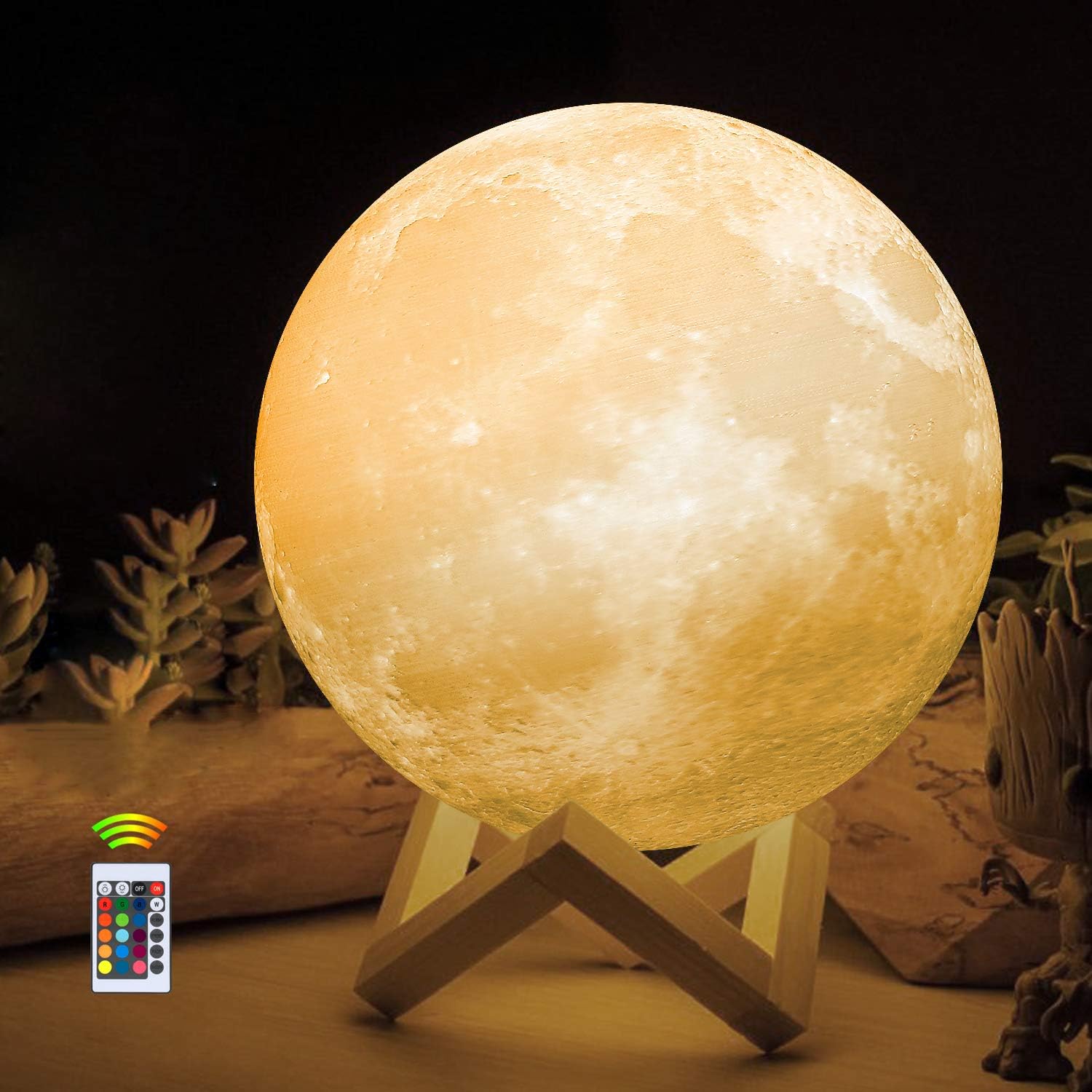OxyLED Moon Lamp, 5.9 Inch 15cm Diameter 3D Print LED Moon Light with