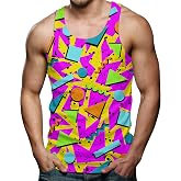 RAISEVERN Mens Tank Top Sleeveless 3D Graphic Print Workout Tee Shirt | 100% polyester, lightweight design and crew neck for raves, festivals, beach trips, workouts and casual wear