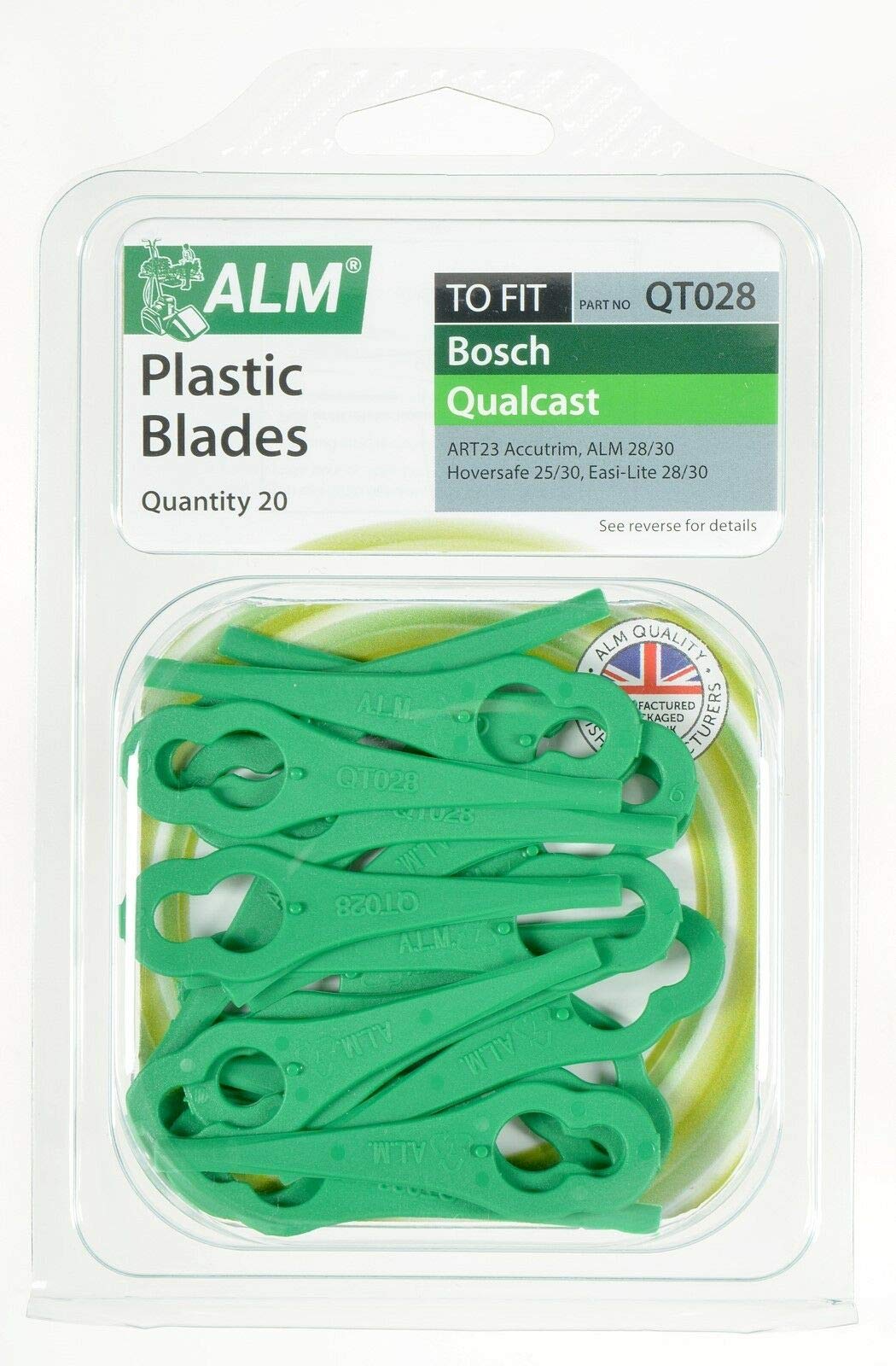 20x ALM QT028 plastic blades suitable for Gtech Qualcast Bosch and Sovereign (see specific models in description)