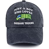 Ynbnzneng Garbage Trucks Hats for Boy, Adjustable Embroidered Cotton Toddler Baseball Cap