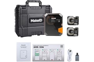MakeID P31S Industrial Label Maker, Portable Bluetooth Printer with 0.75" x 19.68ft L Label, Wire and Cable Labeling Machine for Job Sites, Heat Shrink Tubing Labeler-Hardcase with 3 Cartridges Bundle