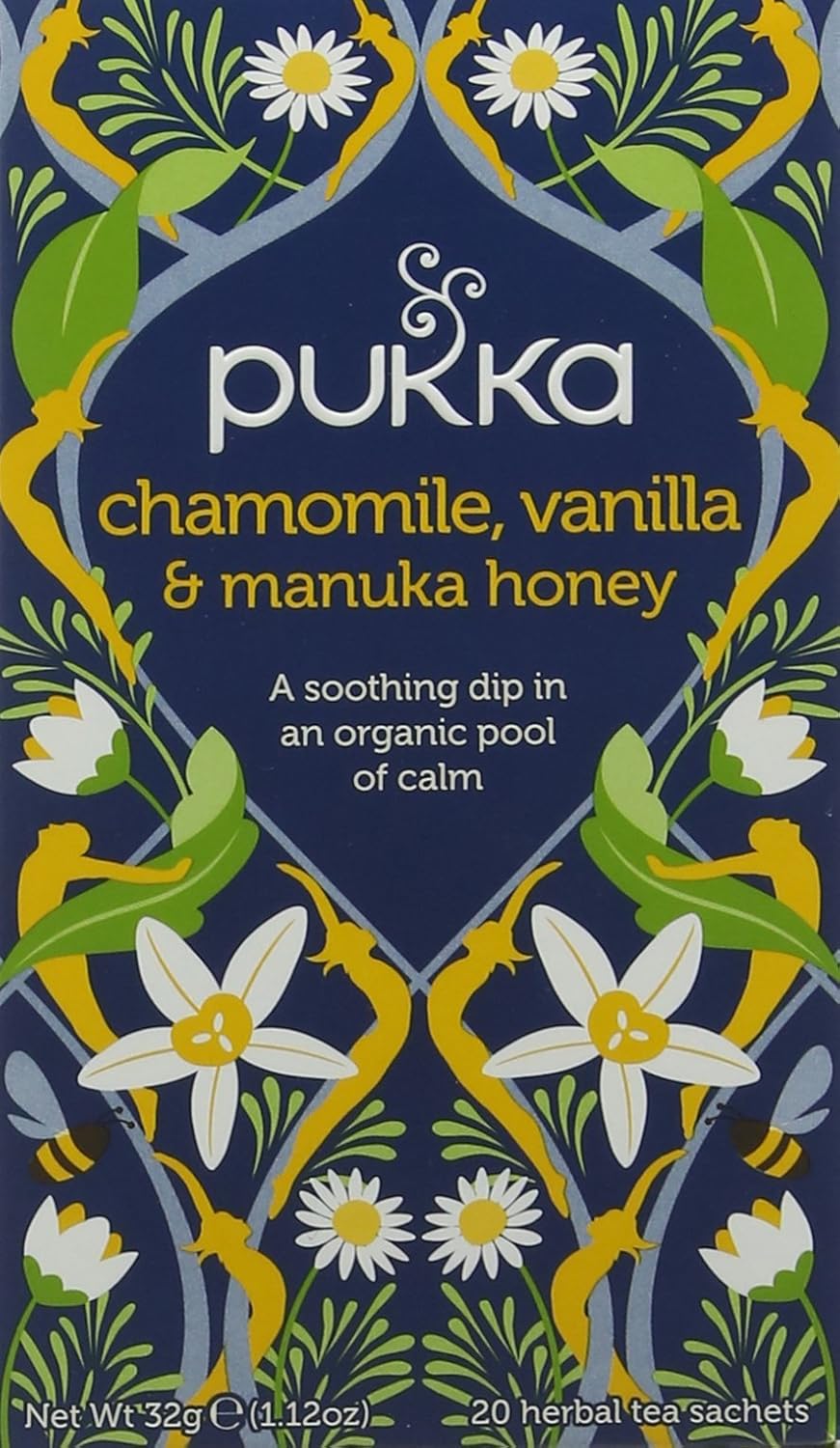 Pukka Chamomile, Vanilla & Manuka Honey, Organic Herbal Tea (4 Pack, 80