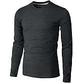 H2H Mens Casual Slim Fit Long Sleeve T-Shirts Soft Lightweight V-Neck/Crew-Neck Size XS to 3XL