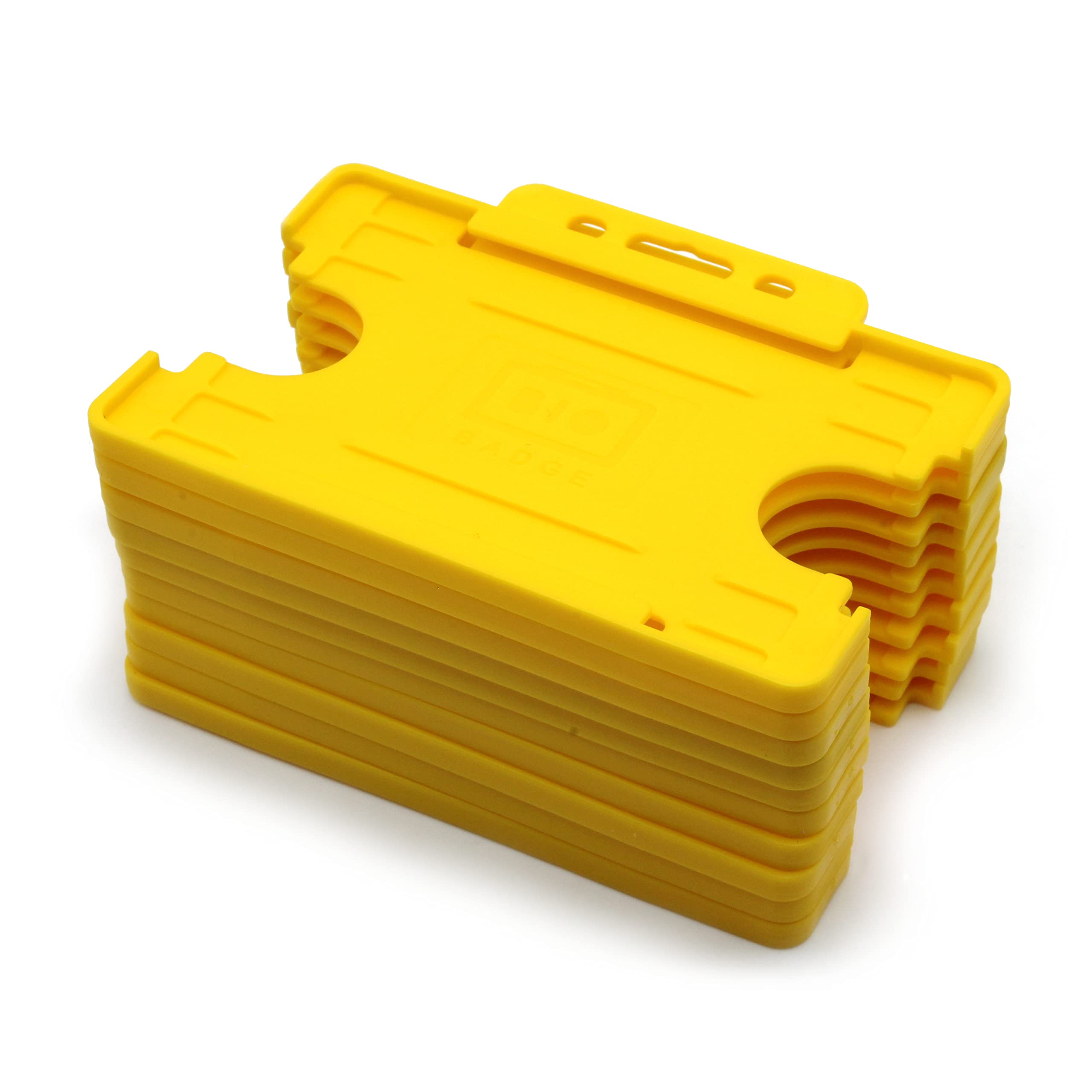 BioBadge Yellow ID Card Holders Open-Faced for ID Badges, Landscape - Pack of 10