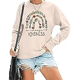 ALUS Womens Casual Crewneck Sweatshirt Long Sleeve Tops Cute Pullover Loose Fit