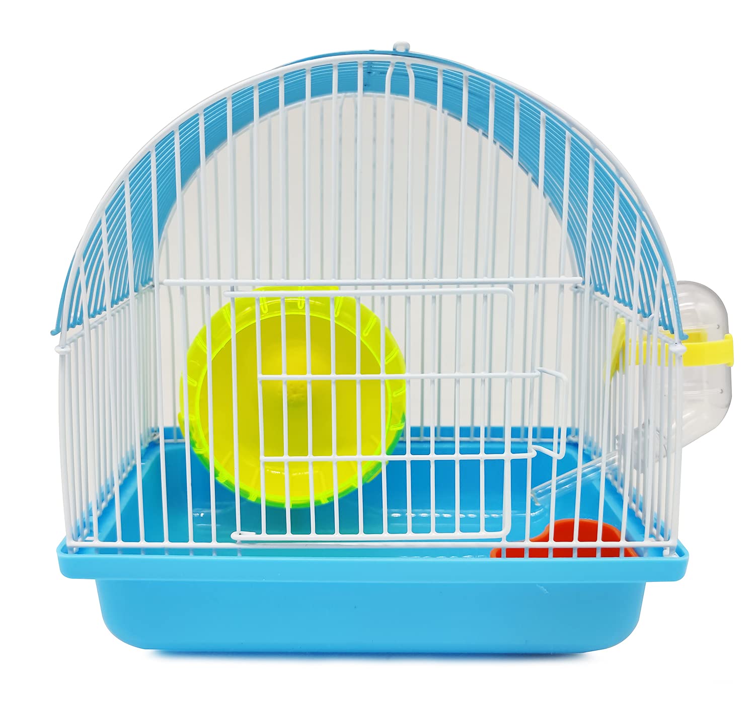 BPS Hamster Cage Mini House Chalet for Hamster with Feeder Sprinkler Wheel, Random Colour, 22.5 x 22.5 x 17 cm (Round Shape) BPS-1216