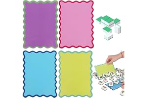 4pcs Mahjong Shuffler Cards, Thickened PVC Multicolored Mahjong Tile Shuffler with Decorative Wavy Scalloped Edge Design Fun 