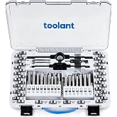 toolant 81-Piece Tap and Die Set, Metric and SAE Thread Repair Kit | GCr15 taps and dies support smooth, precise internal and external thread repair for automotive, workshop and DIY projects