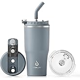 Ideus Insulated Tumbler with Lid and Straw 18 oz, Stainless Steel Double-Wall Vacuum Leak-Proof Travel Coffee Mug, Cup Holder Friendly, Ultimate Gray